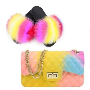 Fur Slides w/Handbags